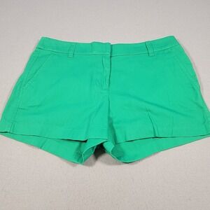 J. Crew‎ Women's Shorts Size 6 Green Chino Cotton Blend Casual Mid Rise Classic